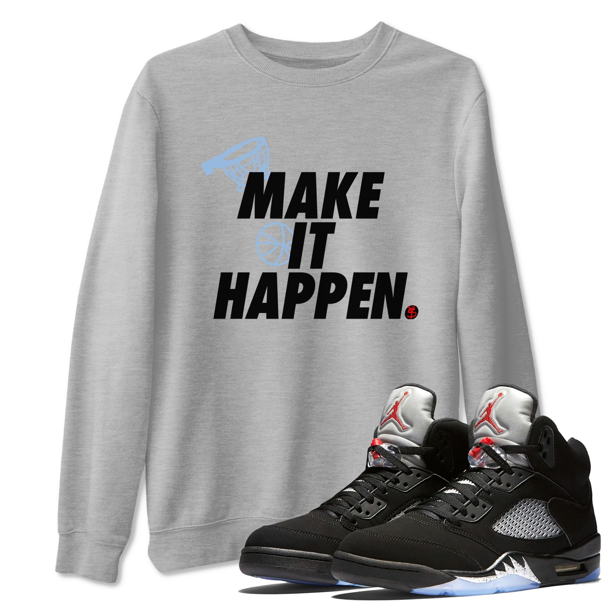 5s Black Metallic Reimagined shirts to match jordans Make It Happen best t shirts to wear with jordans Air Jordan 5 Reimagined match shoes to clothes SNRT Sneaker Tees unisex cotton Heather Grey 1 shirts