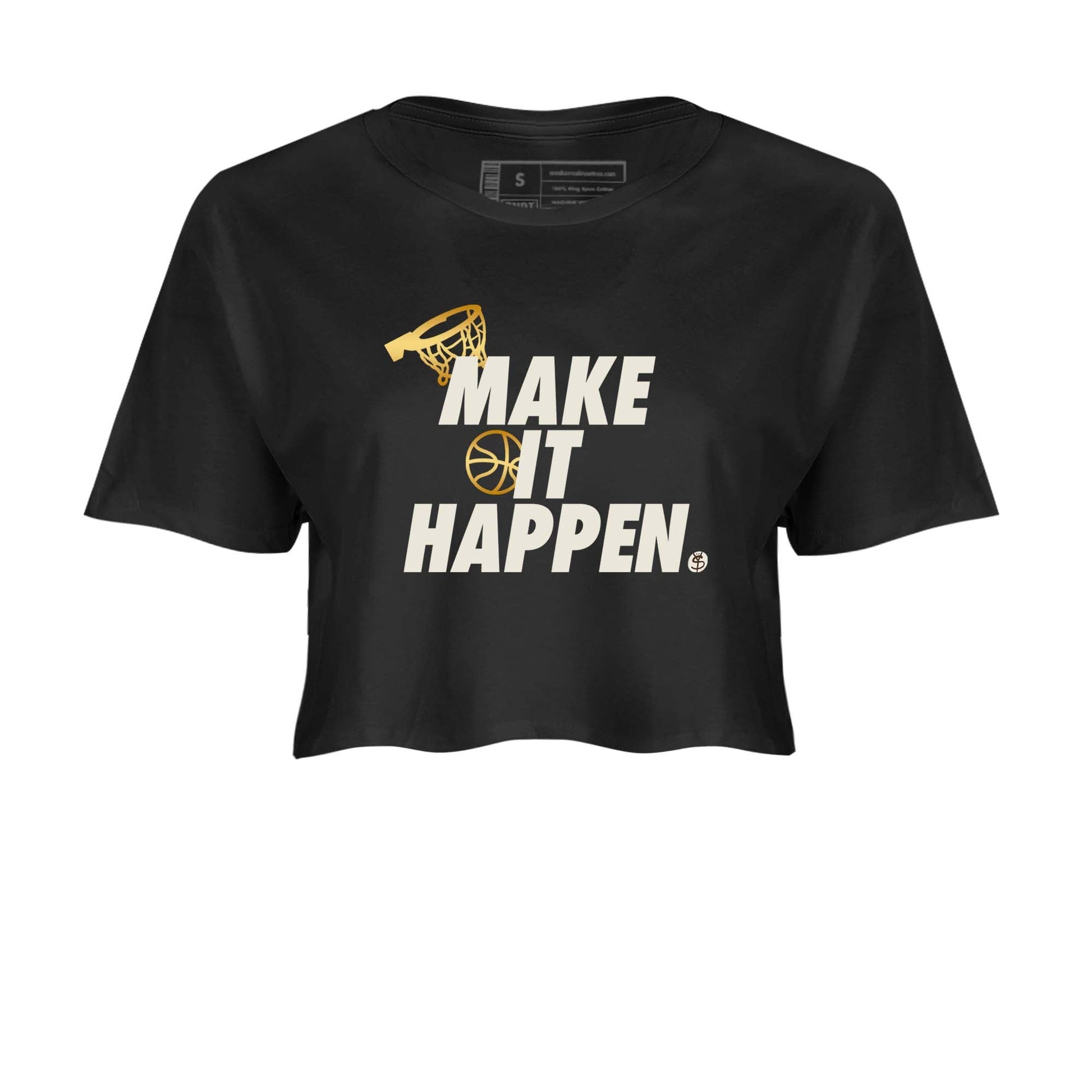 5s Golden Ticket shirts to match jordans  Make It Happen shirts to match jordans Air Jordan 5 Golden Ticket match shoes to clothes SNRT Sneaker Tees unisex cotton Black 2 crop tee