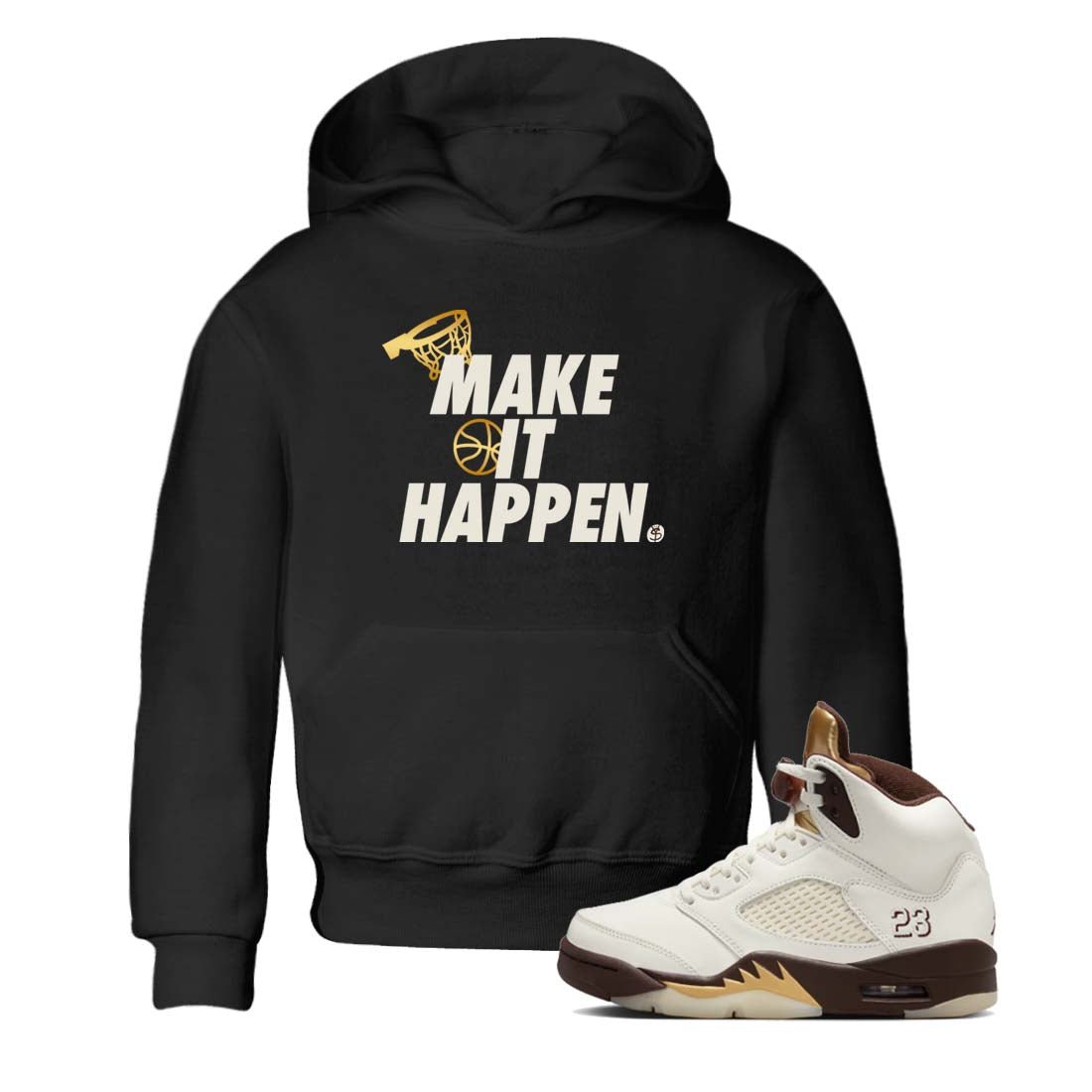 5s Golden Ticket shirts to match jordans  Make It Happen shirts to match jordans Air Jordan 5 Golden Ticket match shoes to clothes SNRT Sneaker Tees Youth Baby Black 1 tee
