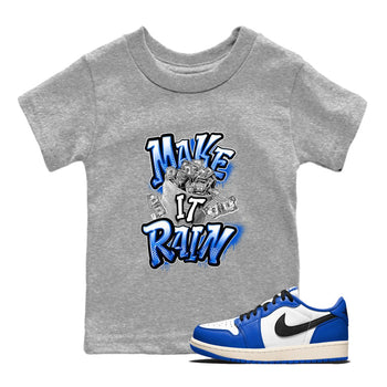 AJ1 Game Royal shirt to match jordans Make It Rain Money sneaker tees Air Jordan 1 Game Royal SNRT sneaker release tees baby toddler Heather Grey 1 cotton Shirt