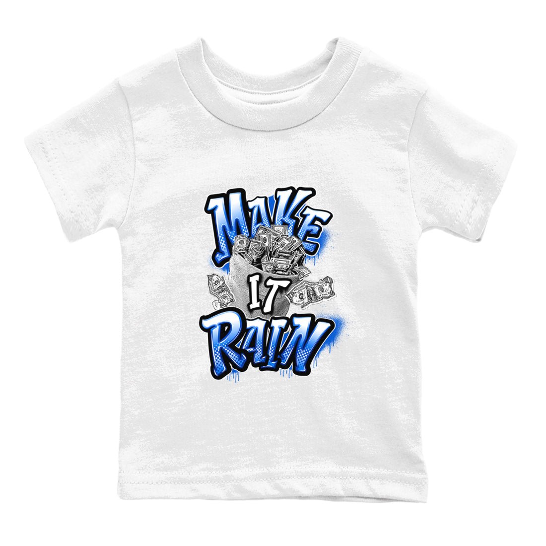 AJ1 Game Royal shirt to match jordans Make It Rain Money sneaker tees Air Jordan 1 Game Royal SNRT sneaker release tees baby toddler White 2 cotton Shirt