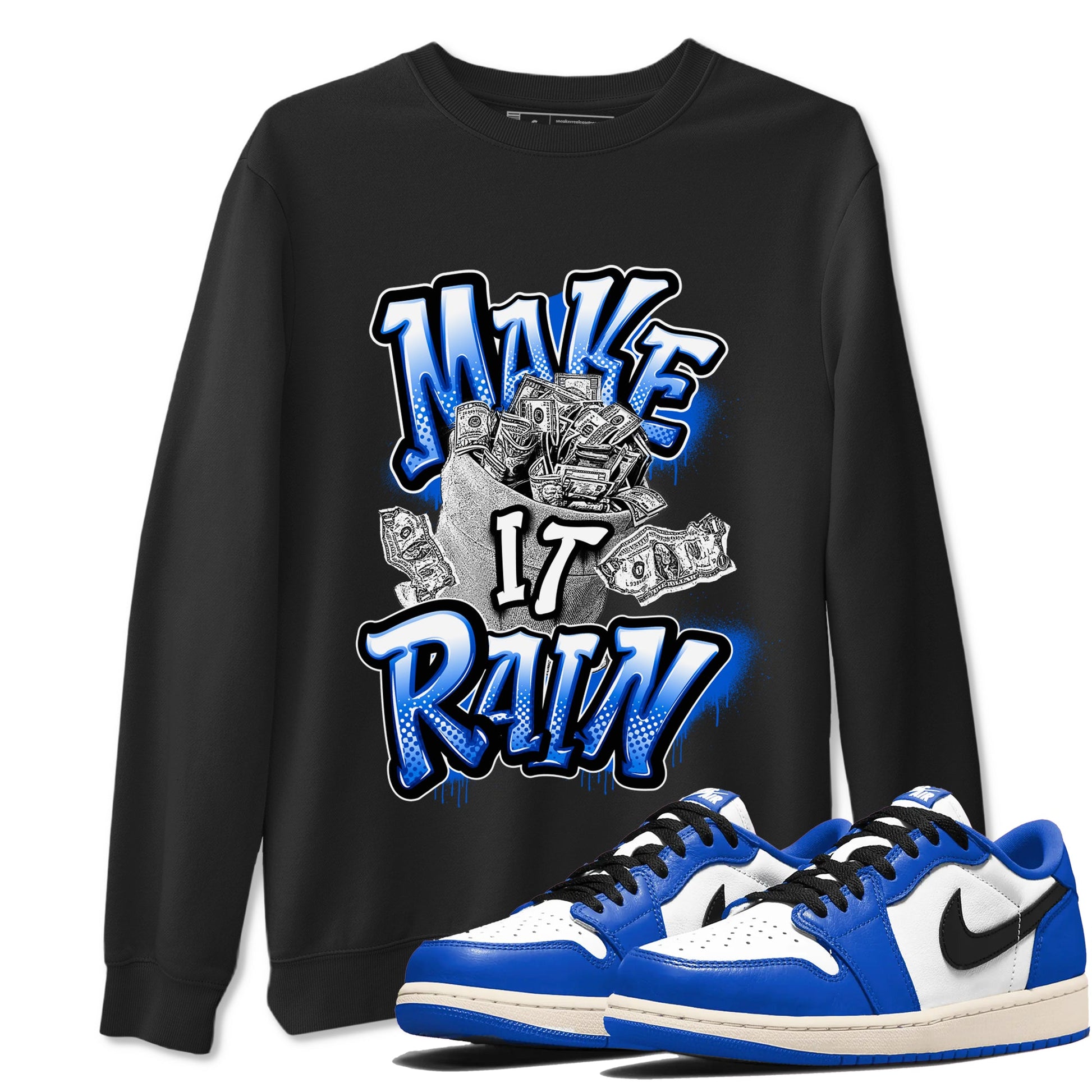AJ1 Game Royal shirt to match jordans Make It Rain Money sneaker tees Air Jordan 1 Game Royal SNRT Sneaker Release Tees unisex cotton Black 1 crew neck shirt