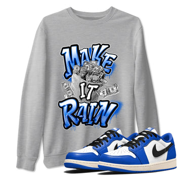 AJ1 Game Royal shirt to match jordans Make It Rain Money sneaker tees Air Jordan 1 Game Royal SNRT Sneaker Release Tees unisex cotton Heather Grey 1 crew neck shirt