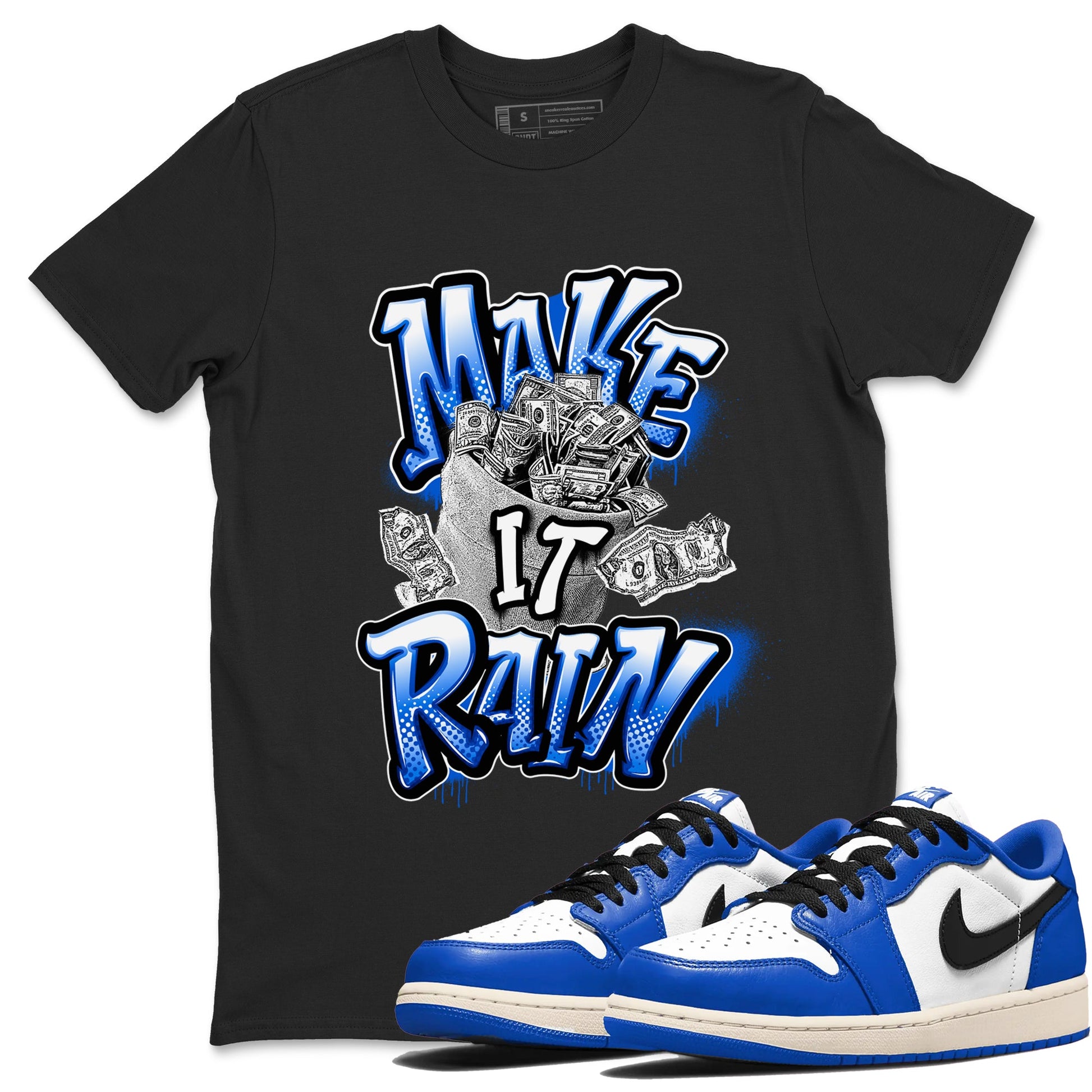 AJ1 Game Royal shirt to match jordans Make It Rain Money sneaker tees Air Jordan 1 Game Royal SNRT Sneaker Release Tees unisex cotton Black 1 crew neck shirt