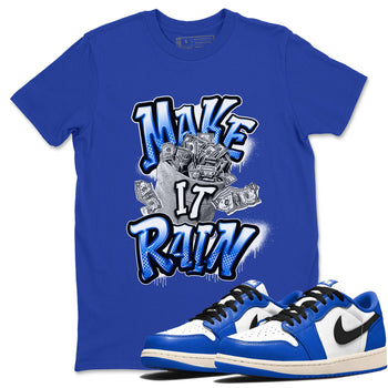 AJ1 Game Royal shirt to match jordans Make It Rain Money sneaker tees Air Jordan 1 Game Royal SNRT Sneaker Release Tees unisex cotton Royal Blue 1 crew neck shirt