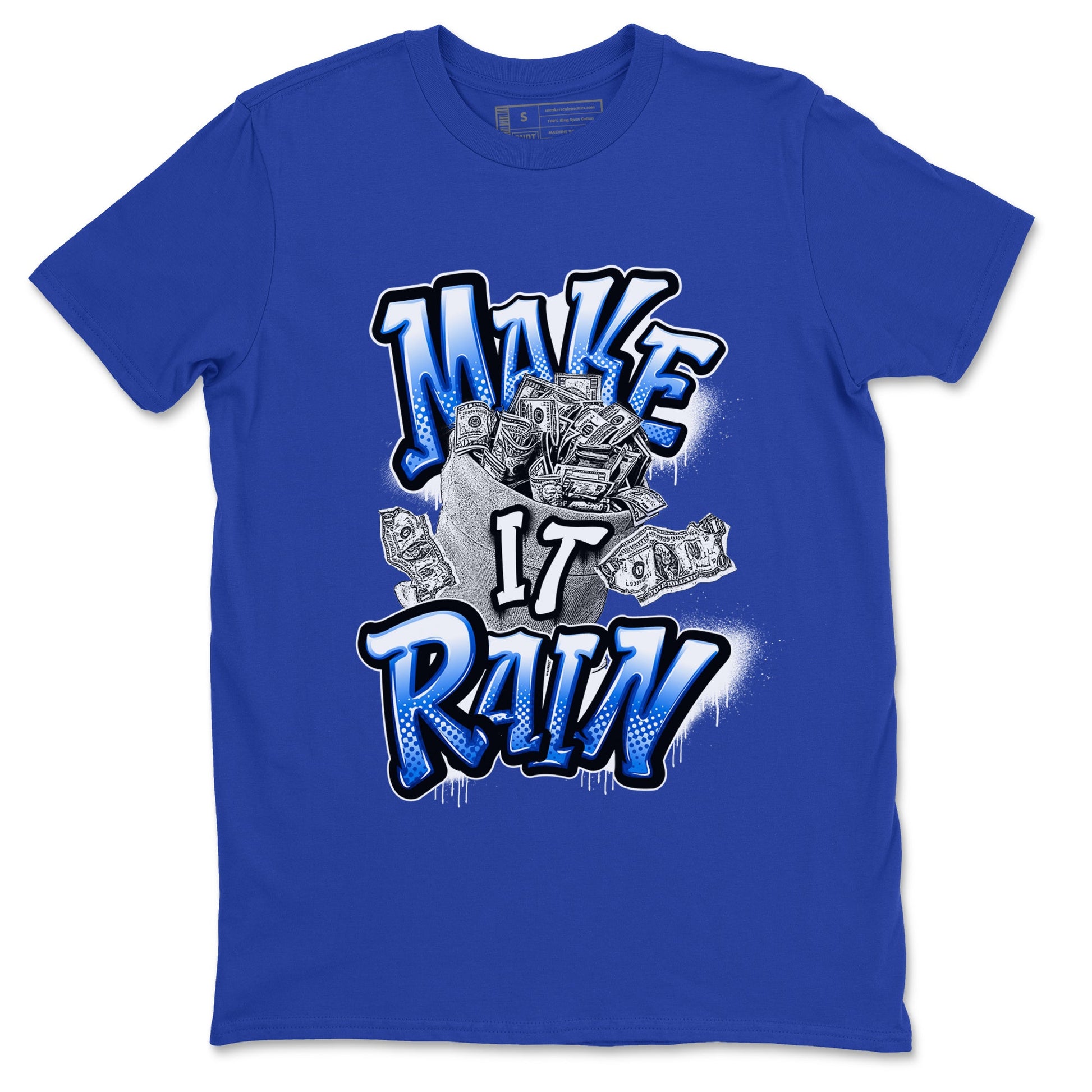 AJ1 Game Royal shirt to match jordans Make It Rain Money sneaker tees Air Jordan 1 Game Royal SNRT Sneaker Release Tees unisex cotton Royal Blue 2 crew neck shirt