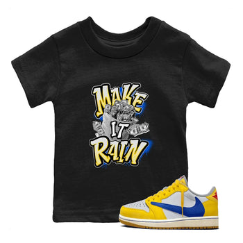 1s Travis Scott Canary shirt to match jordans Make It Rain Money sneaker tees Air Jordan 1 Travis Scott Canary SNRT sneaker release tees baby toddler Black 1 cotton Shirt