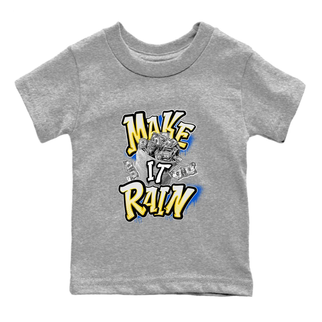 1s Travis Scott Canary shirt to match jordans Make It Rain Money sneaker tees Air Jordan 1 Travis Scott Canary SNRT sneaker release tees baby toddler Heather Grey 2 cotton Shirt