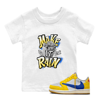 1s Travis Scott Canary shirt to match jordans Make It Rain Money sneaker tees Air Jordan 1 Travis Scott Canary SNRT sneaker release tees baby toddler White 1 cotton Shirt