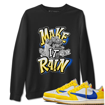 1s Travis Scott Canary shirt to match jordans Make It Rain Money sneaker tees Air Jordan 1 Travis Scott Canary SNRT Sneaker Release Tees unisex cotton Black 1 crew neck shirt
