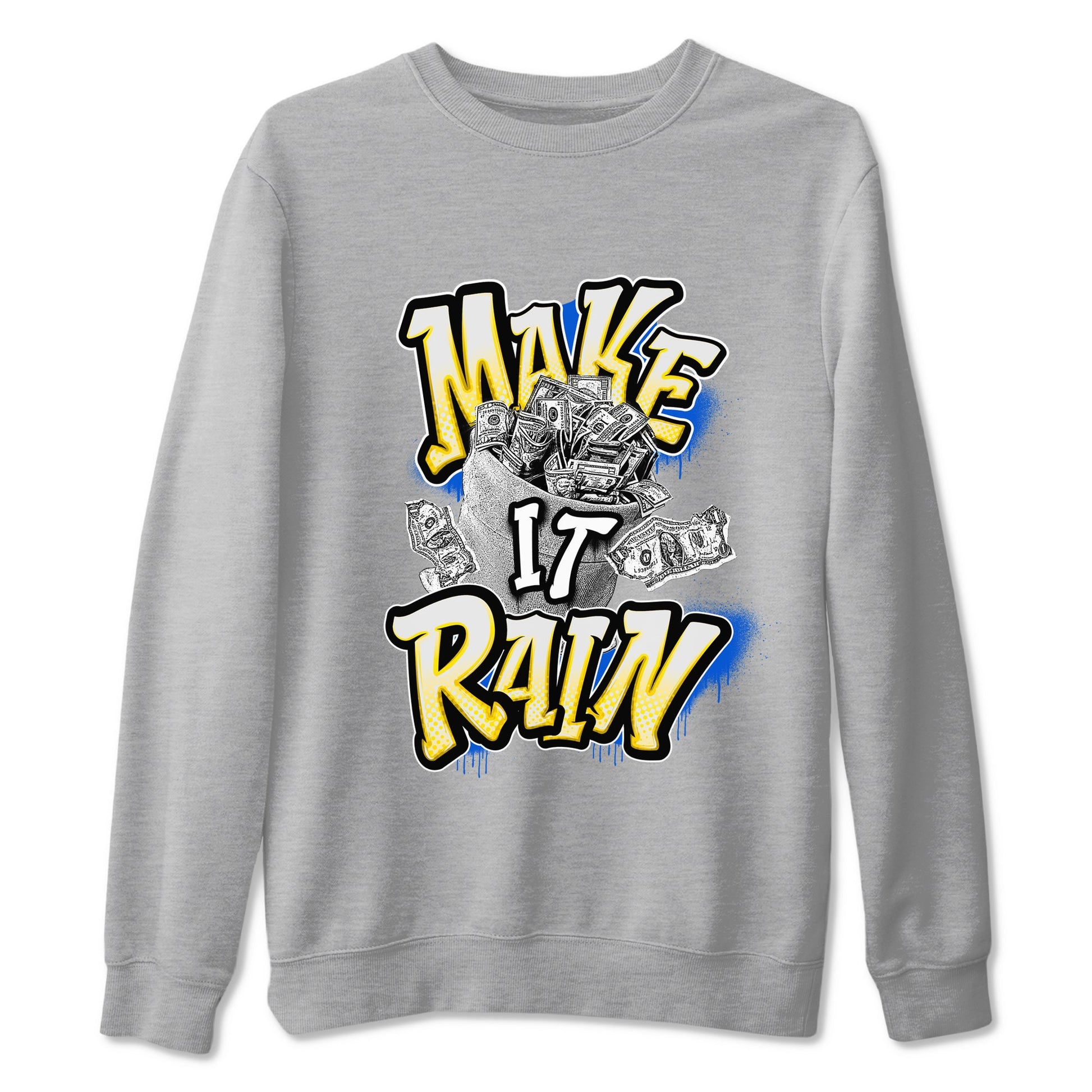 1s Travis Scott Canary shirt to match jordans Make It Rain Money sneaker tees Air Jordan 1 Travis Scott Canary SNRT Sneaker Release Tees unisex cotton Heather Grey 2 crew neck shirt