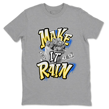 1s Travis Scott Canary shirt to match jordans Make It Rain Money sneaker tees Air Jordan 1 Travis Scott Canary SNRT Sneaker Release Tees unisex cotton Heather Grey 2 crew neck shirt