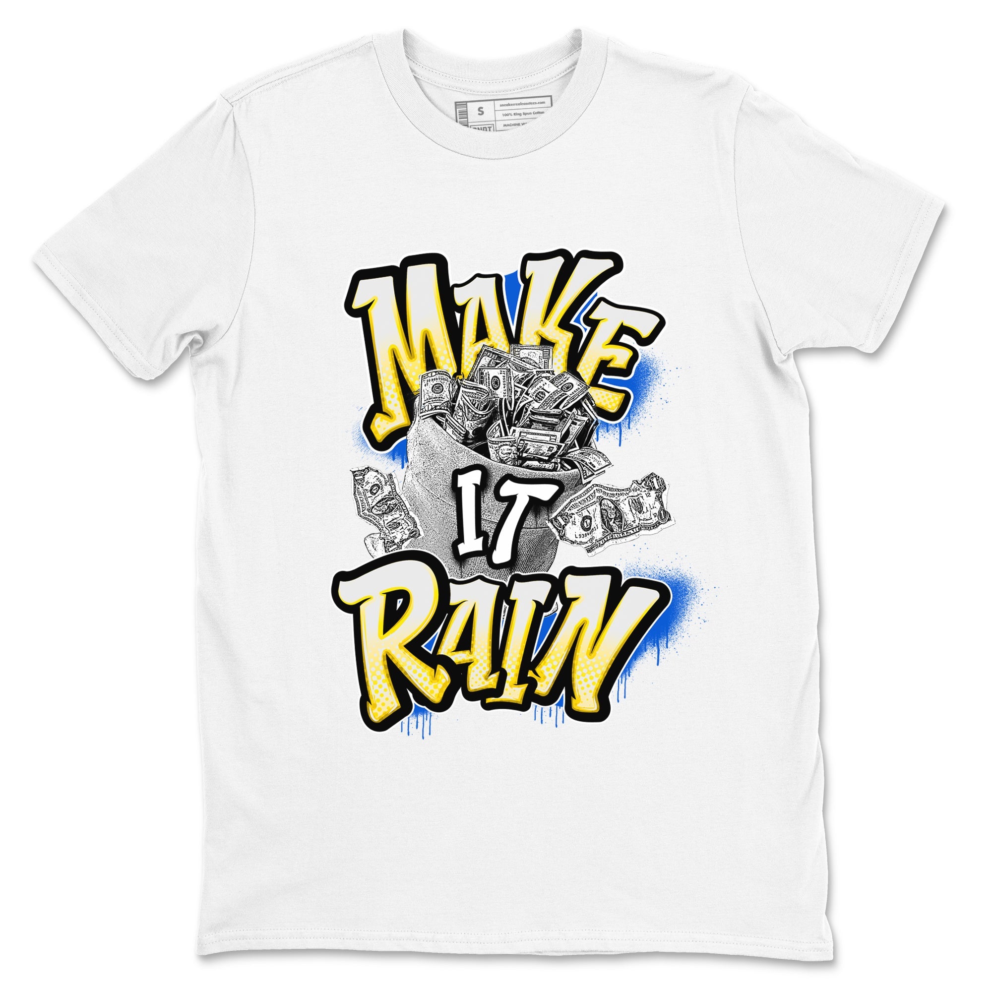 1s Travis Scott Canary shirt to match jordans Make It Rain Money sneaker tees Air Jordan 1 Travis Scott Canary SNRT Sneaker Release Tees unisex cotton White 2 crew neck shirt