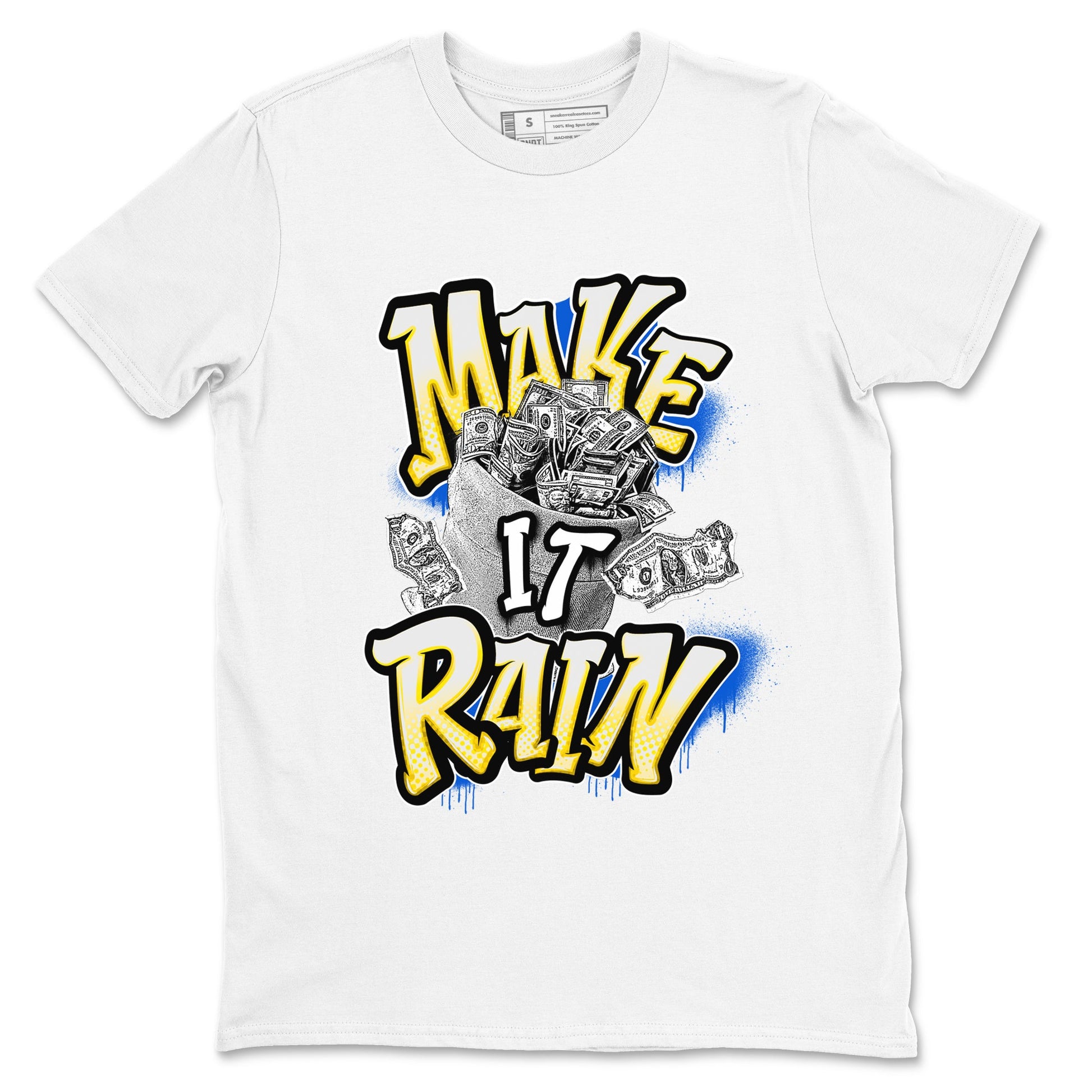 1s Travis Scott Canary shirt to match jordans Make It Rain Money sneaker tees Air Jordan 1 Travis Scott Canary SNRT Sneaker Release Tees unisex cotton White 2 crew neck shirt