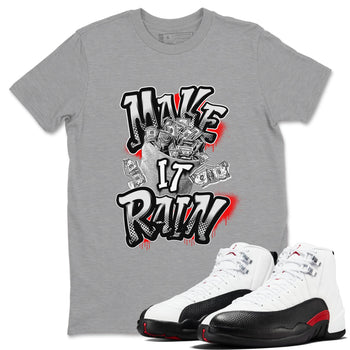 12s Taxi Flip shirts to match jordans Make It Rain Money sneaker match tees Air Jordan 12 Taxi Flip SNRT Sneaker Tees streetwear brand Heather Grey 1 unisex cotton tee