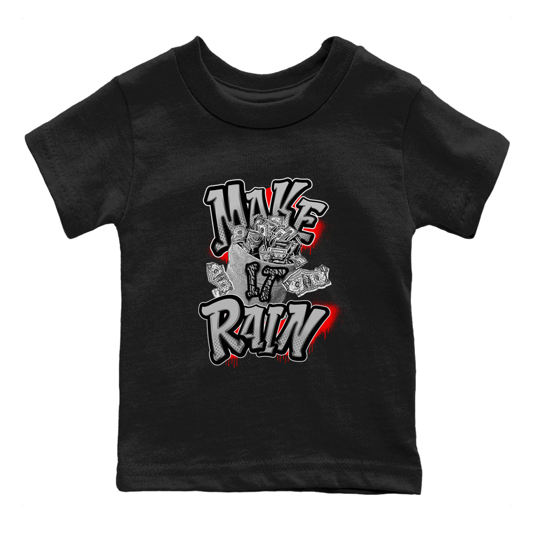 3s Black Cement shirts to match jordans Make It Rain Money sneaker match tees Air Jordan 3 Black Cement match shoes to clothes SNRT Sneaker Tees Youth Baby Black 2 tee