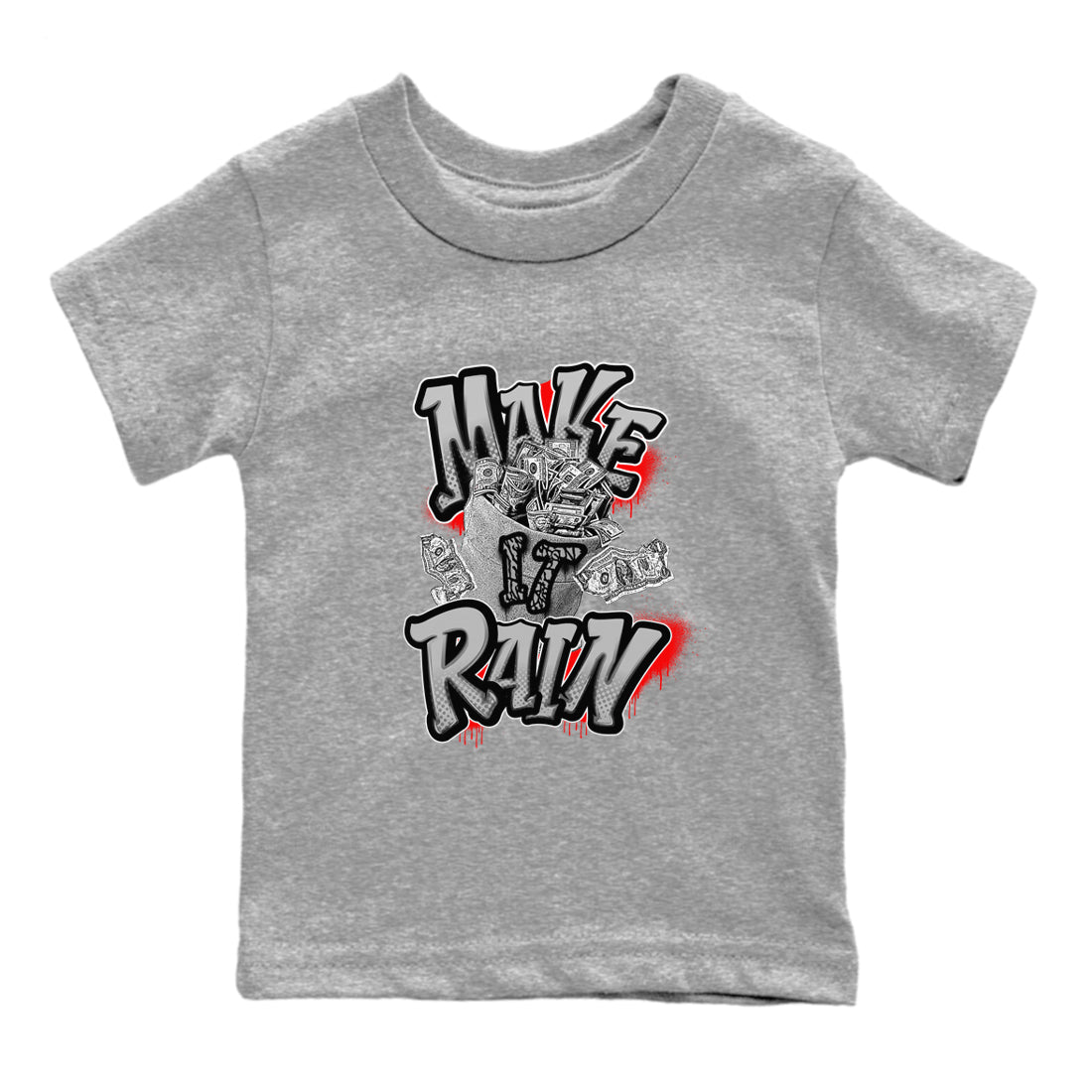 3s Black Cement shirts to match jordans Make It Rain Money sneaker match tees Air Jordan 3 Black Cement match shoes to clothes SNRT Sneaker Tees Youth Baby Heather Grey 2 tee