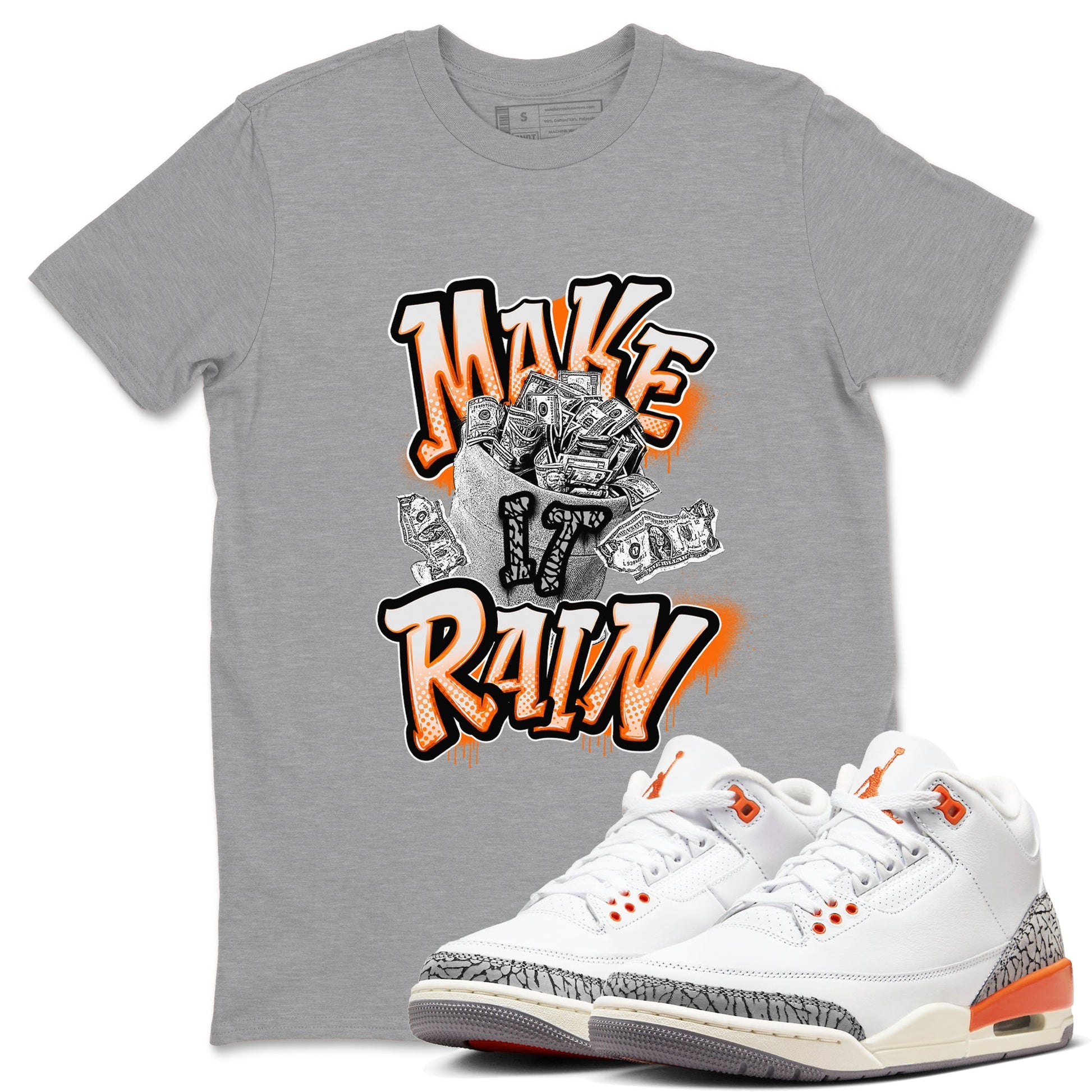3s Georgia Peach shirt to match jordans Make It Rain Money sneaker tees Air Jordan 3 Georgia Peach SNRT Sneaker Release Tees unisex cotton Heather Grey 1 crew neck shirt