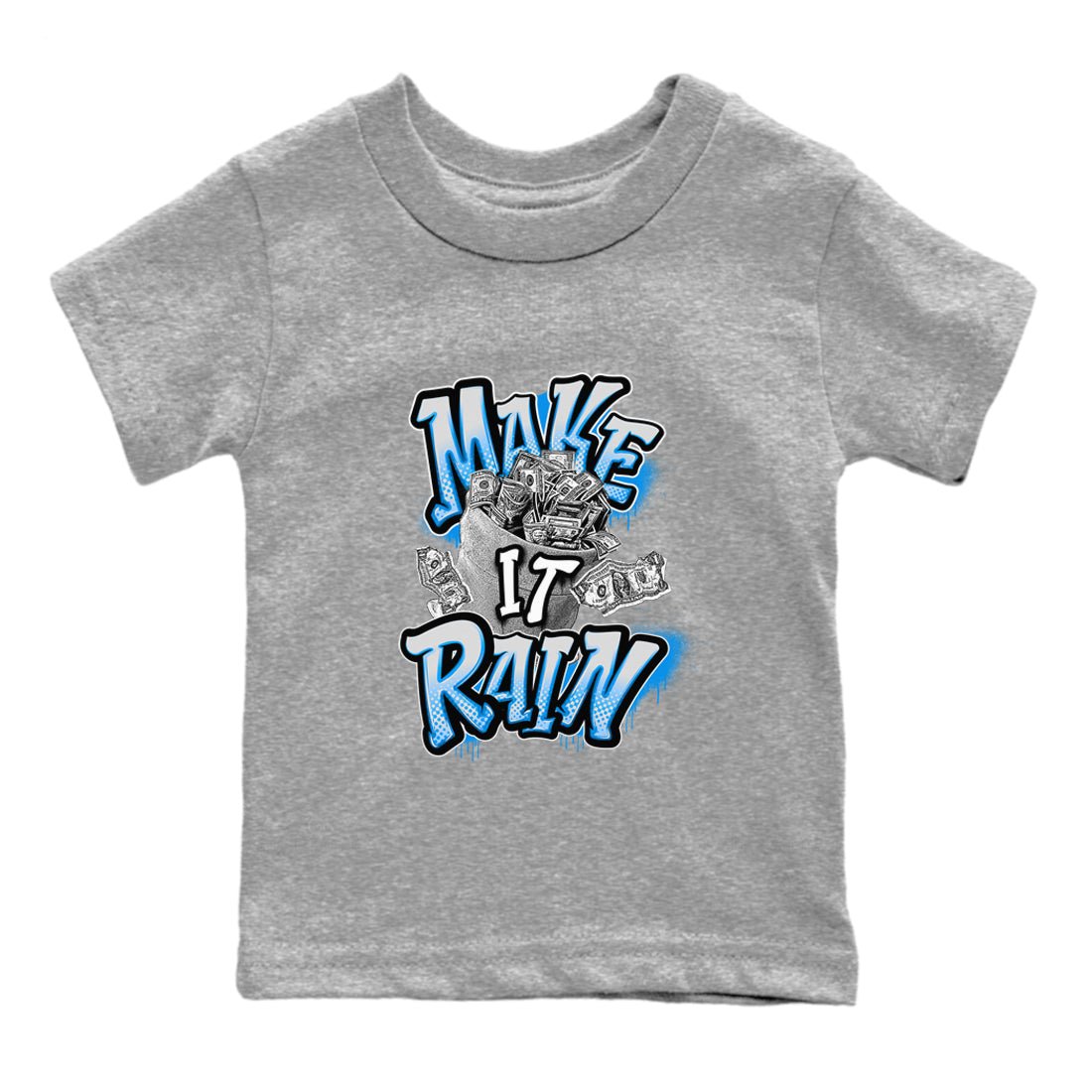 Air Jordan 4 Industrial Blue shirt to match jordans Make It Rain Money sneaker tees Air Jordan 4 Military Blue SNRT sneaker release tees baby toddler Heather Grey 2 cotton Shirt