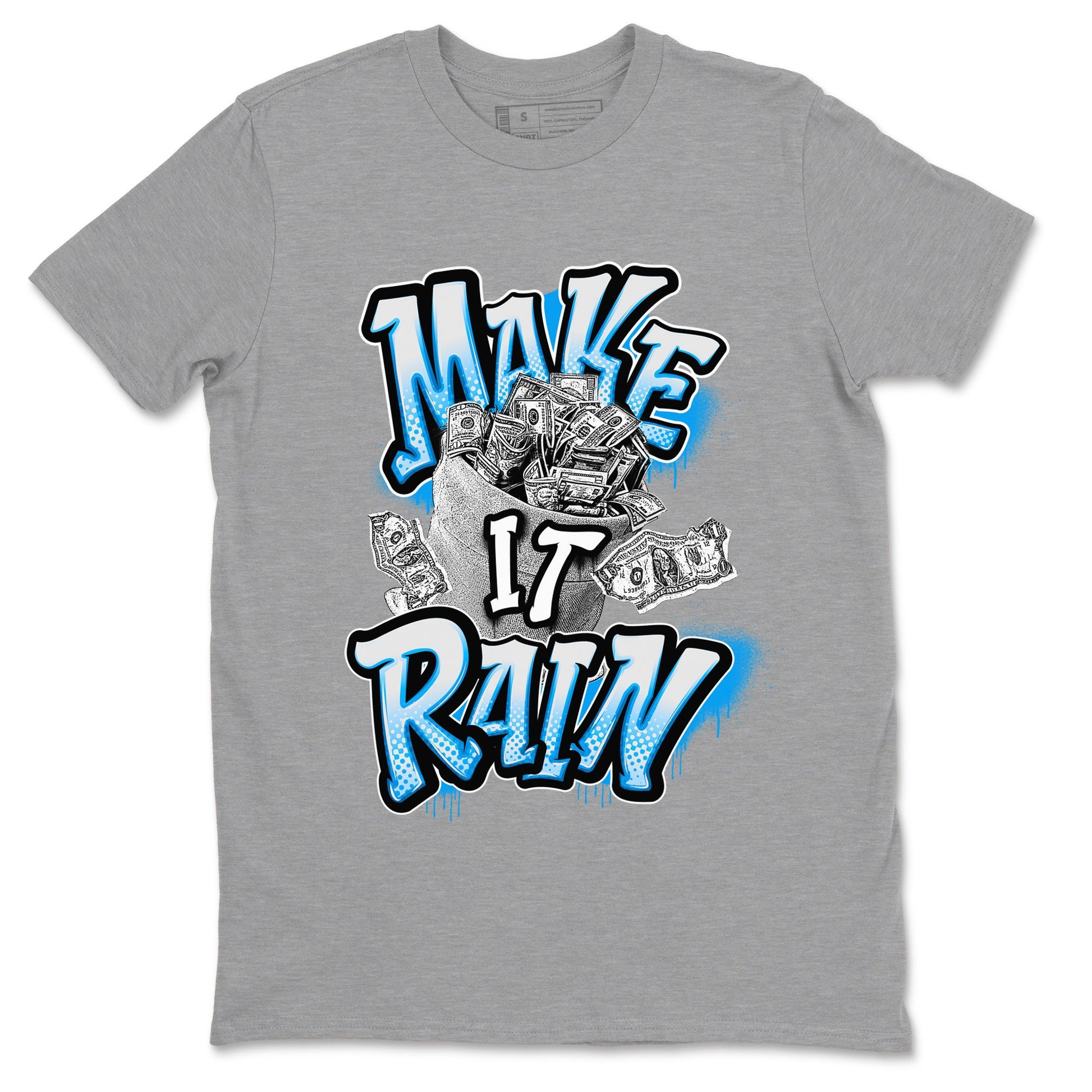 Air Jordan 4 Industrial Blue shirt to match jordans Make It Rain Money sneaker tees Air Jordan 4 Military Blue SNRT Sneaker Release Tees unisex cotton Heather Grey 2 crew neck shirt