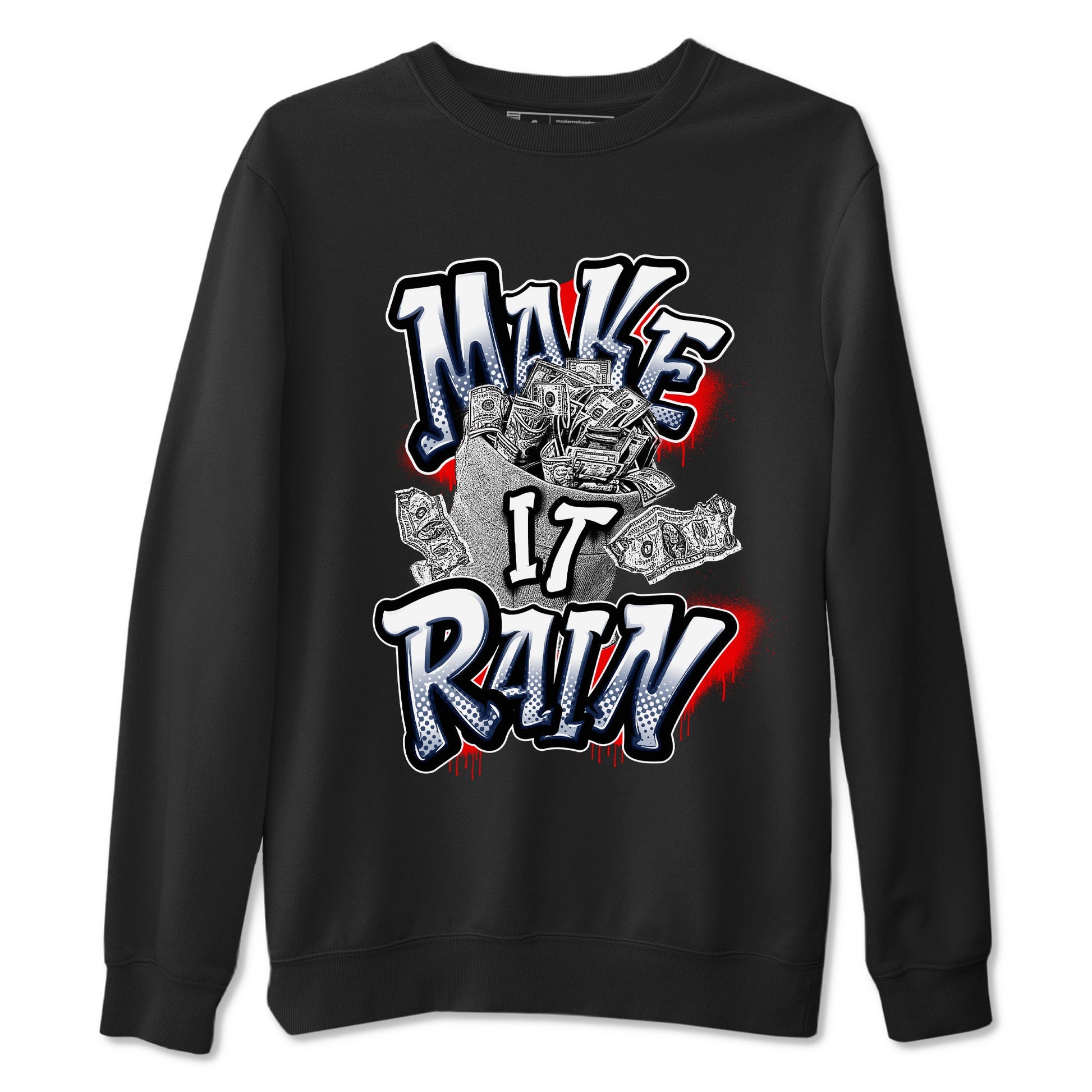 6s White And Midnight Navy shirts to match jordans Make It Rain Money sneaker match tees Air Jordan 6 White And Midnight Navy SNRT Sneaker Tees streetwear brand Black 2 unisex cotton tee