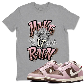 Dunk Cacao Wow And Pink Foam shirts to match jordans Make It Rain Money sneaker match tees Dunk Cacao Wow And Pink Foam SNRT Sneaker Tees streetwear brand Heather Grey 1 unisex cotton tee
