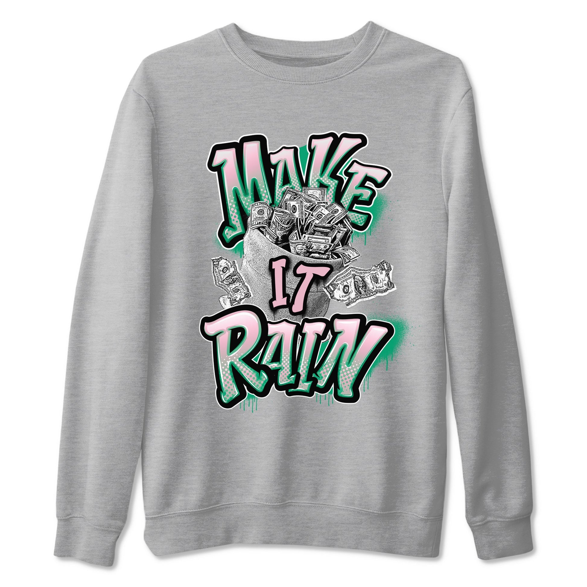Dunk Low Medium Soft Pink Malachite shirt to match jordans Make It Rain Money sneaker tees Dunk Medium Soft Pink Malachite SNRT Sneaker Release Tees unisex cotton Heather Grey 2 crew neck shirt