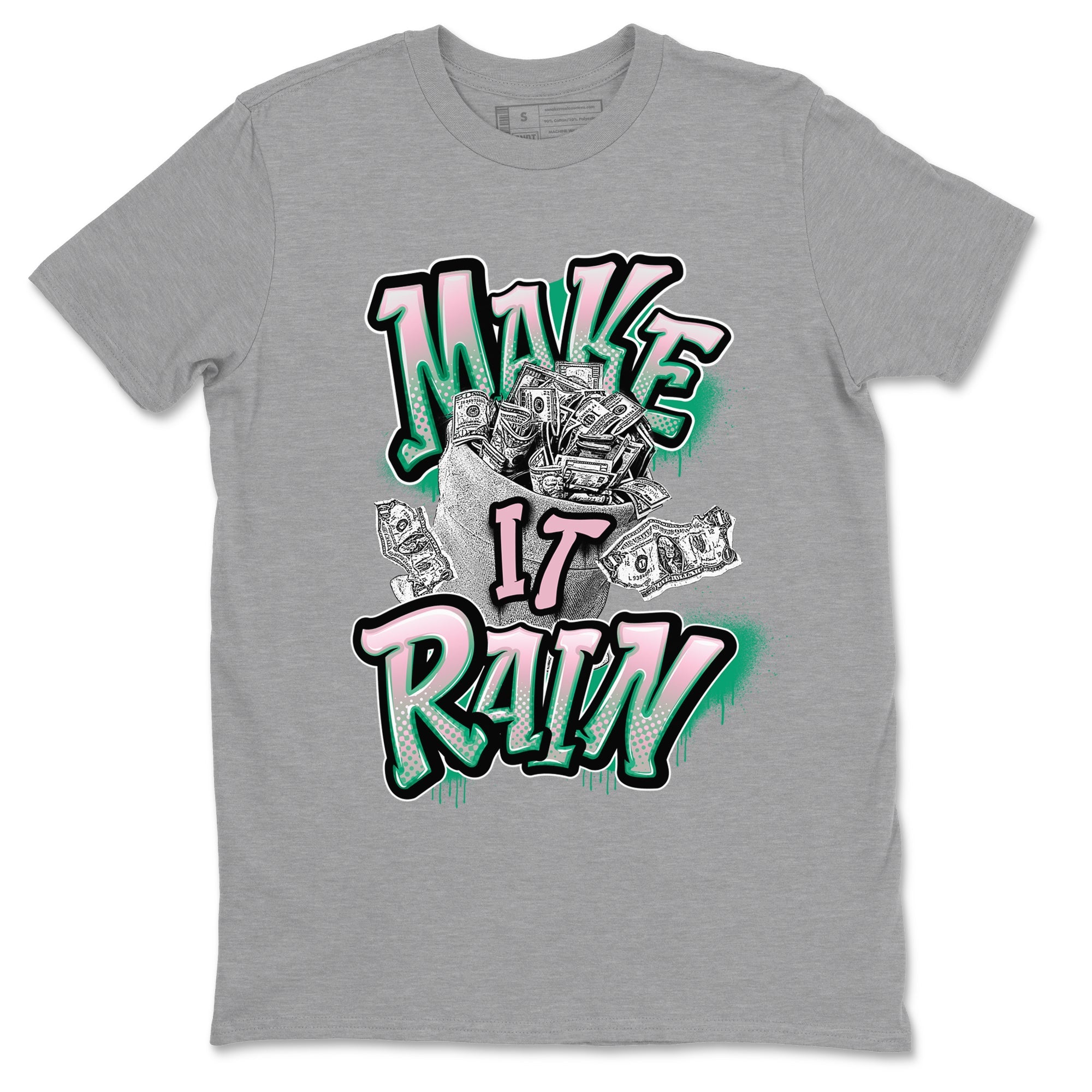 Dunk Low Medium Soft Pink Malachite shirt to match jordans Make It Rain Money sneaker tees Dunk Medium Soft Pink Malachite SNRT Sneaker Release Tees unisex cotton Heather Grey 2 crew neck shirt