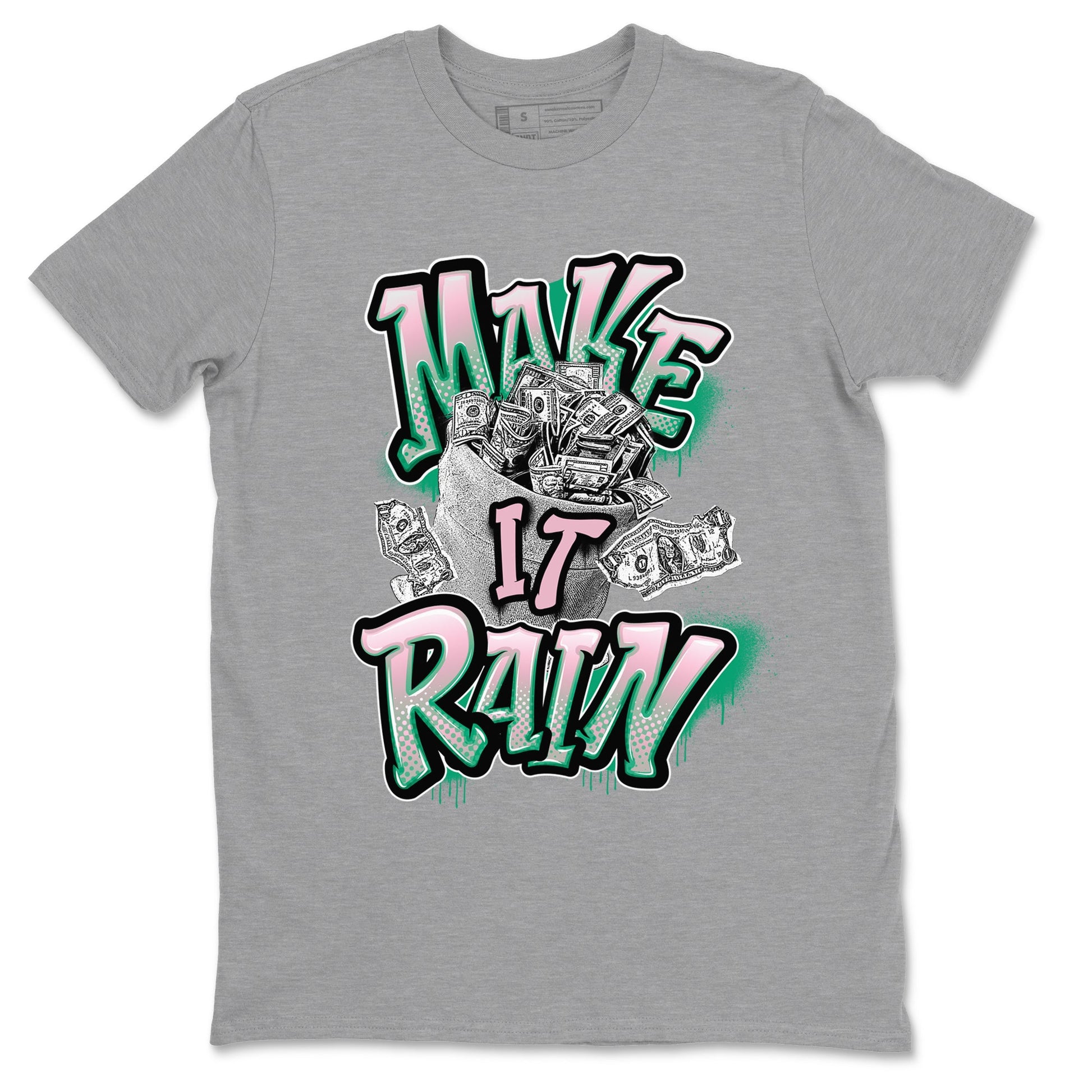 Dunk Low Medium Soft Pink Malachite shirt to match jordans Make It Rain Money sneaker tees Dunk Medium Soft Pink Malachite SNRT Sneaker Release Tees unisex cotton Heather Grey 2 crew neck shirt