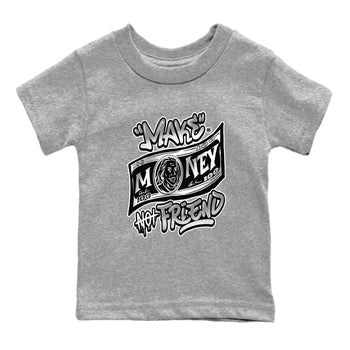 1s Wolf Grey Shirts To Match Jordans Make Money Not Friends Sneaker Match Tees Air Jordan 1 Low OG Wolf Grey SNRT Sneaker Release Tees Streetwear Clothing brand Baby and Youth Heather Grey 2 cotton tee