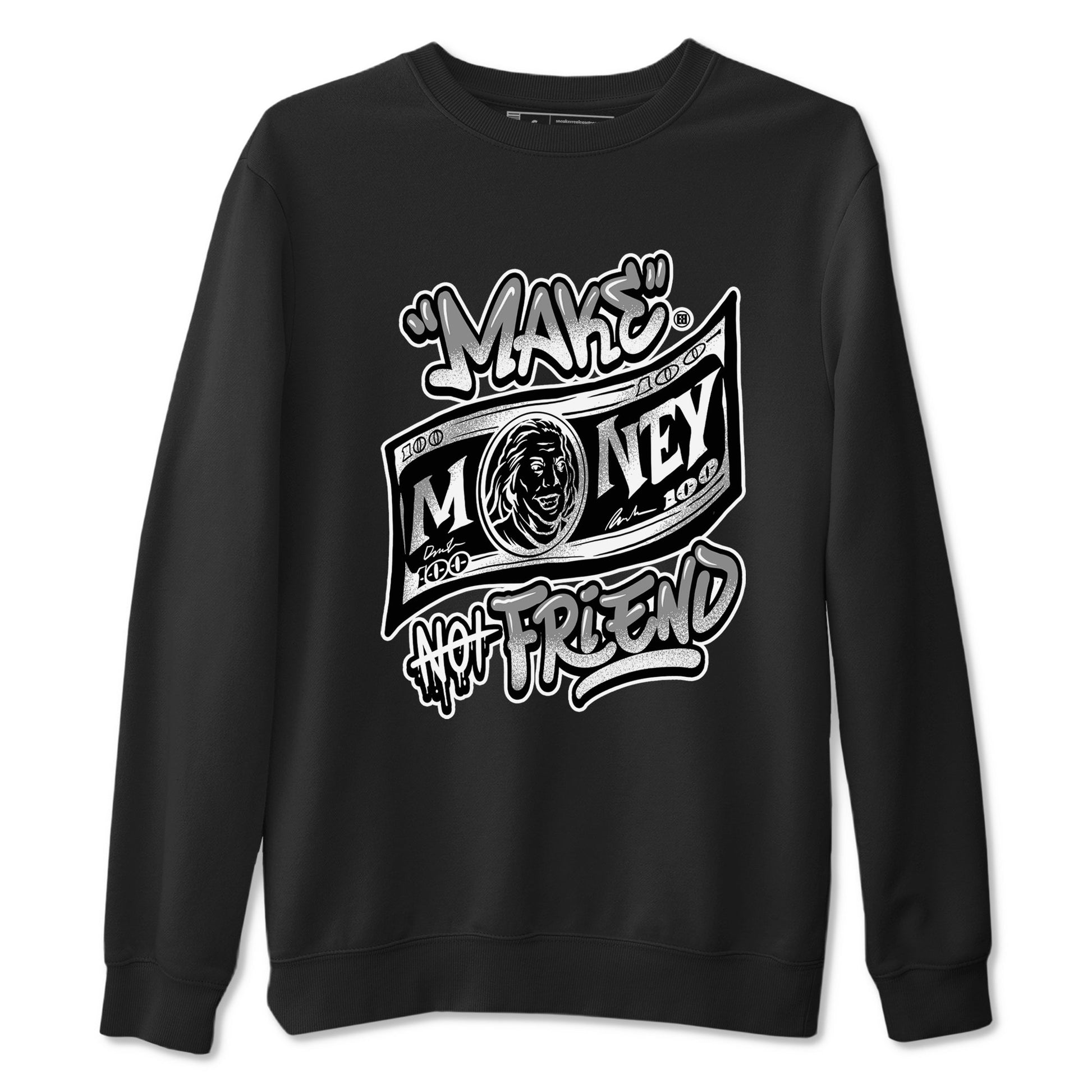 1s Wolf Grey Shirts To Match Jordans Make Money Not Friends Sneaker Match Tees Air Jordan 1 Low OG Wolf Grey SNRT Sneaker Release Tees Streetwear Clothing brand Black 2 unisex cotton tee