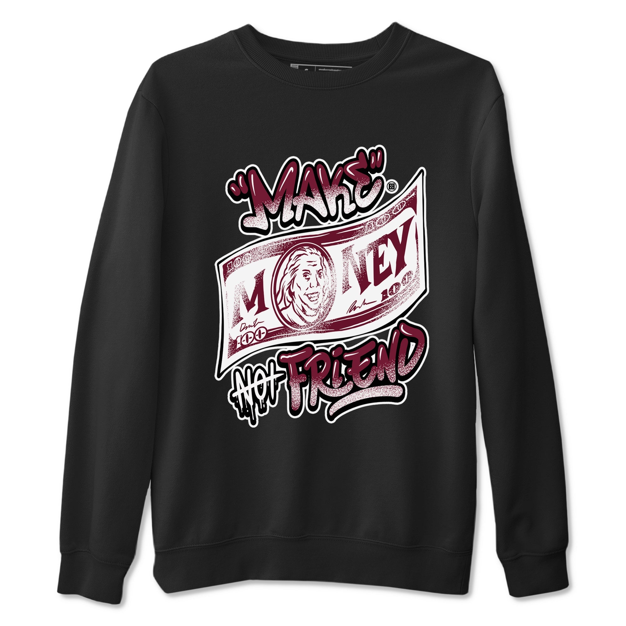 Air Jordan 1 High OG Metallic Burgundy shirts to match jordans Make Money Not Friends sneaker match tees Air Jordan 1 Metallic Burgundy SNRT Sneaker Tees streetwear brand Black 2 unisex cotton tee
