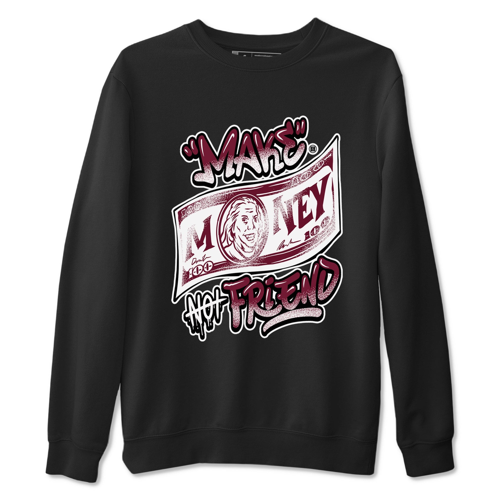 Air Jordan 1 High OG Metallic Burgundy shirts to match jordans Make Money Not Friends sneaker match tees Air Jordan 1 Metallic Burgundy SNRT Sneaker Tees streetwear brand Black 2 unisex cotton tee