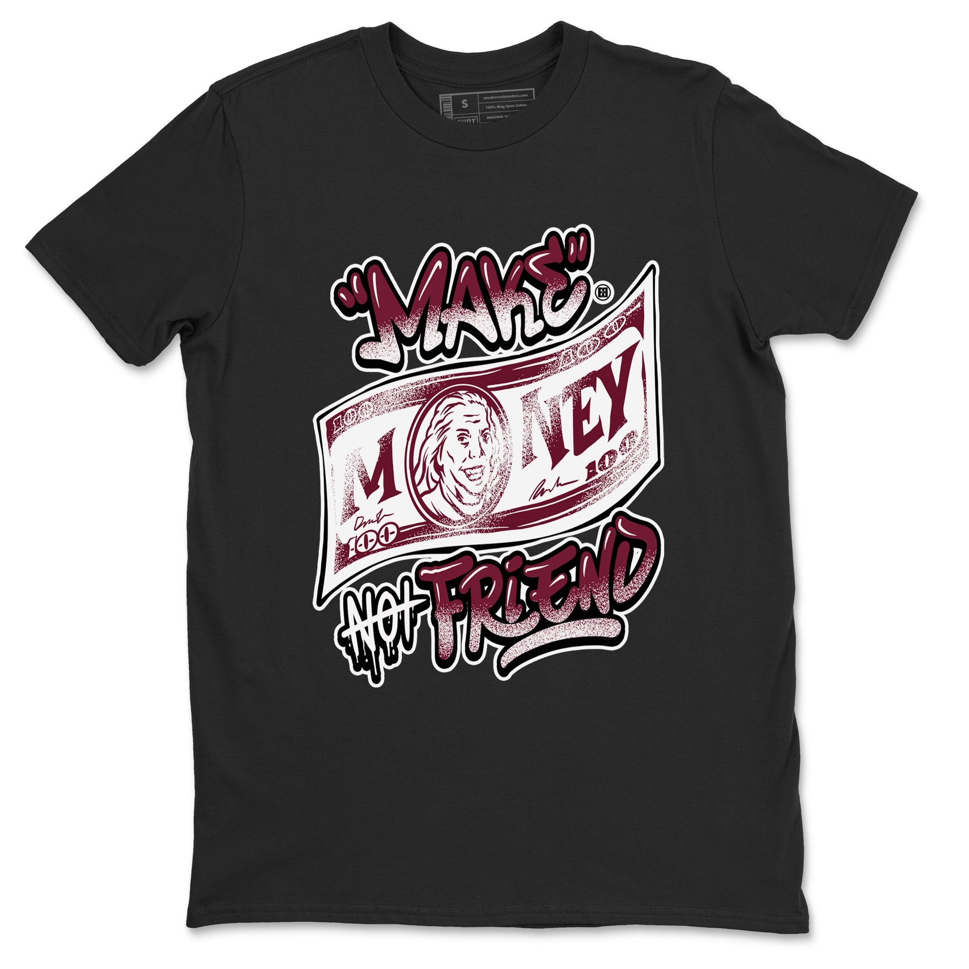 Air Jordan 1 High OG Metallic Burgundy shirts to match jordans Make Money Not Friends sneaker match tees Air Jordan 1 Metallic Burgundy SNRT Sneaker Tees streetwear brand Black 2 unisex cotton tee