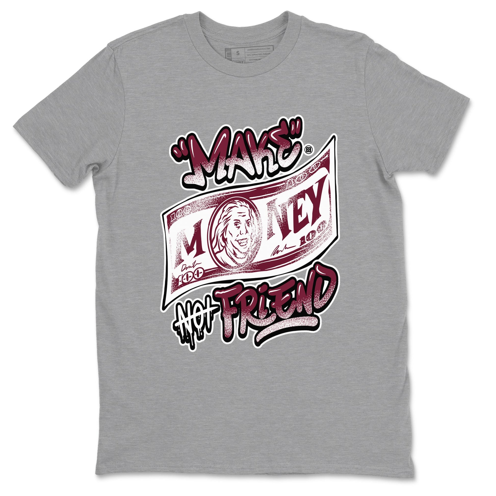 Air Jordan 1 High OG Metallic Burgundy shirts to match jordans Make Money Not Friends sneaker match tees Air Jordan 1 Metallic Burgundy SNRT Sneaker Tees streetwear brand Heather Grey 2 unisex cotton tee