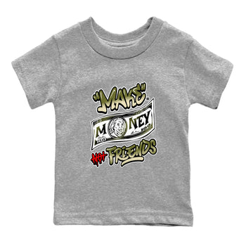 1s Travis Scott Medium Olive shirts to match jordans Make Money Not Friends sneaker match tees Air Jordan 1 Travis Scott Medium Olive SNRT Sneaker Tees streetwear brand Baby and Youth Heather Grey 2 cotton tee