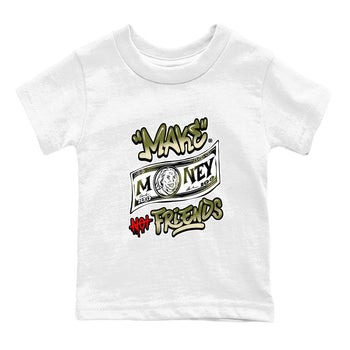 1s Travis Scott Medium Olive shirts to match jordans Make Money Not Friends sneaker match tees Air Jordan 1 Travis Scott Medium Olive SNRT Sneaker Tees streetwear brand Baby and Youth White 2 cotton tee
