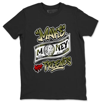 1s Travis Scott Medium Olive shirts to match jordans Make Money Not Friends sneaker match tees Air Jordan 1 Travis Scott Medium Olive SNRT Sneaker Tees streetwear brand Black 2 unisex cotton tee