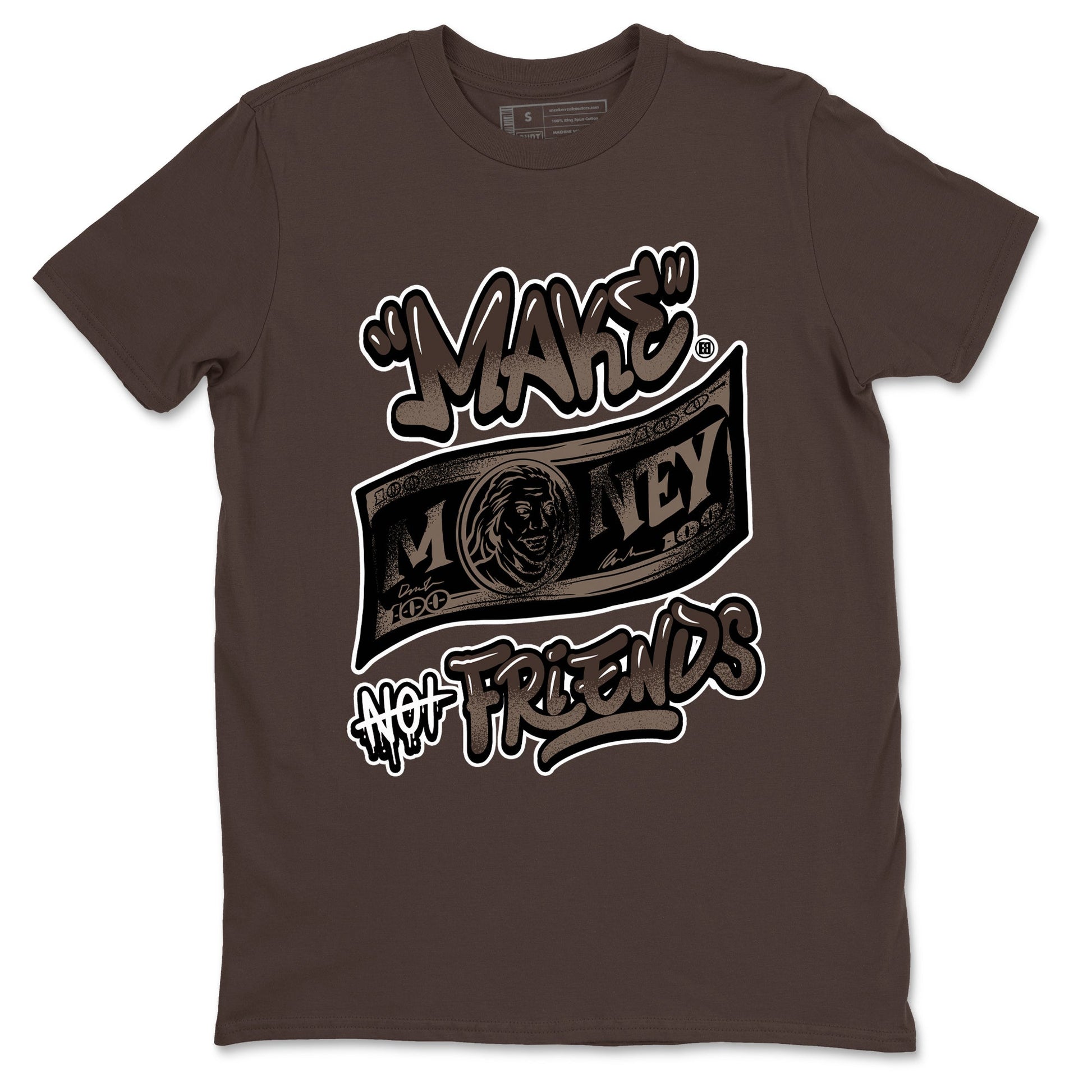 AJ1 Travis Scott Velvet Brown and Dark Mocha shirts to match jordans Make Money Not Friends sneaker match tees 1s Travis Scott Velvet Brown match shoes to clothes SNRT Sneaker Tees unisex cotton Dark Chocolate 2 shirts