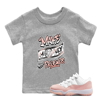 11s Legend Pink shirt to match jordans Make Money Not Friends sneaker tees Air Jordan 11 Legend Pink SNRT sneaker release tees baby toddler Heather Grey 1 cotton Shirt