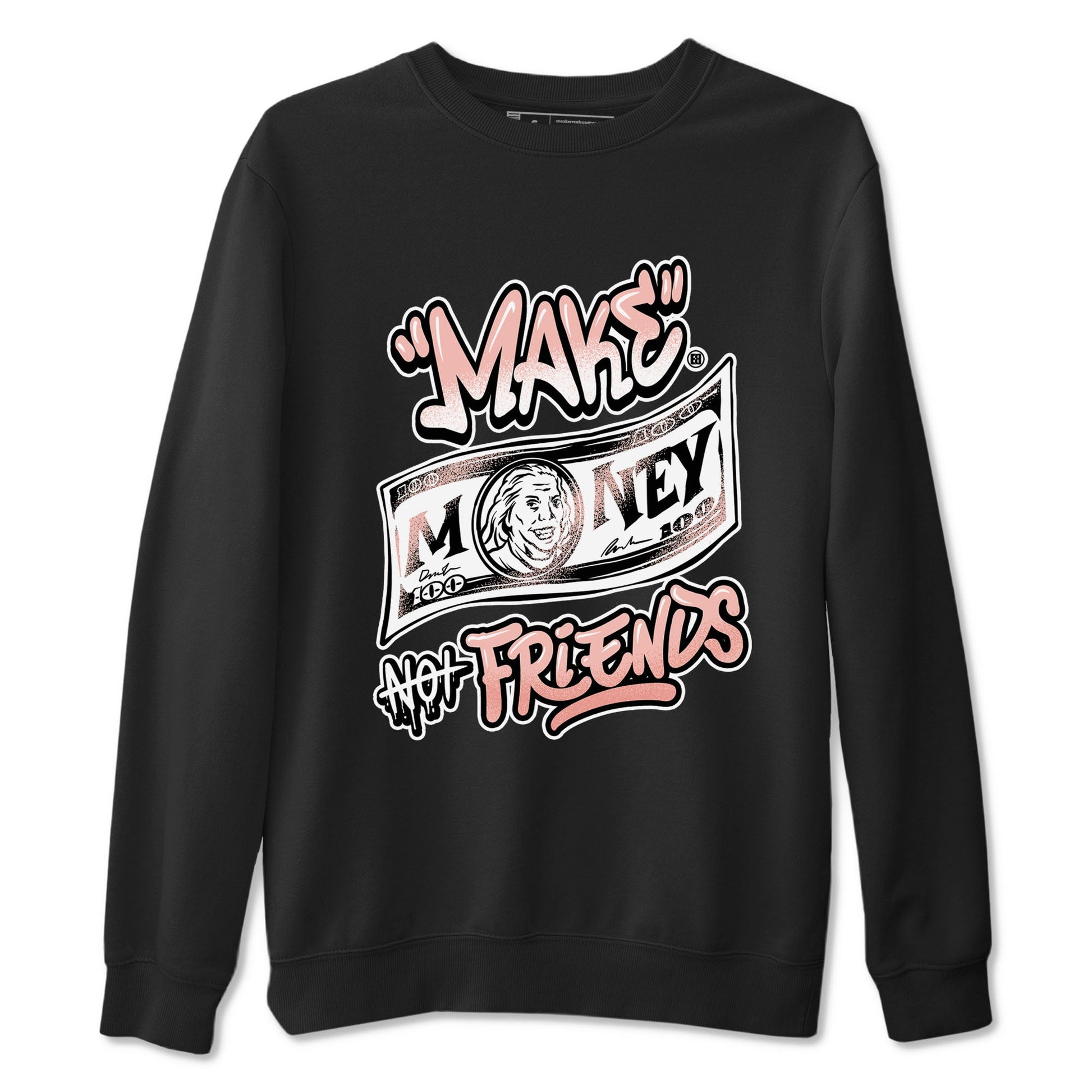 11s Legend Pink shirt to match jordans Make Money Not Friends sneaker tees Air Jordan 11 Legend Pink SNRT Sneaker Release Tees unisex cotton Black 2 crew neck shirt