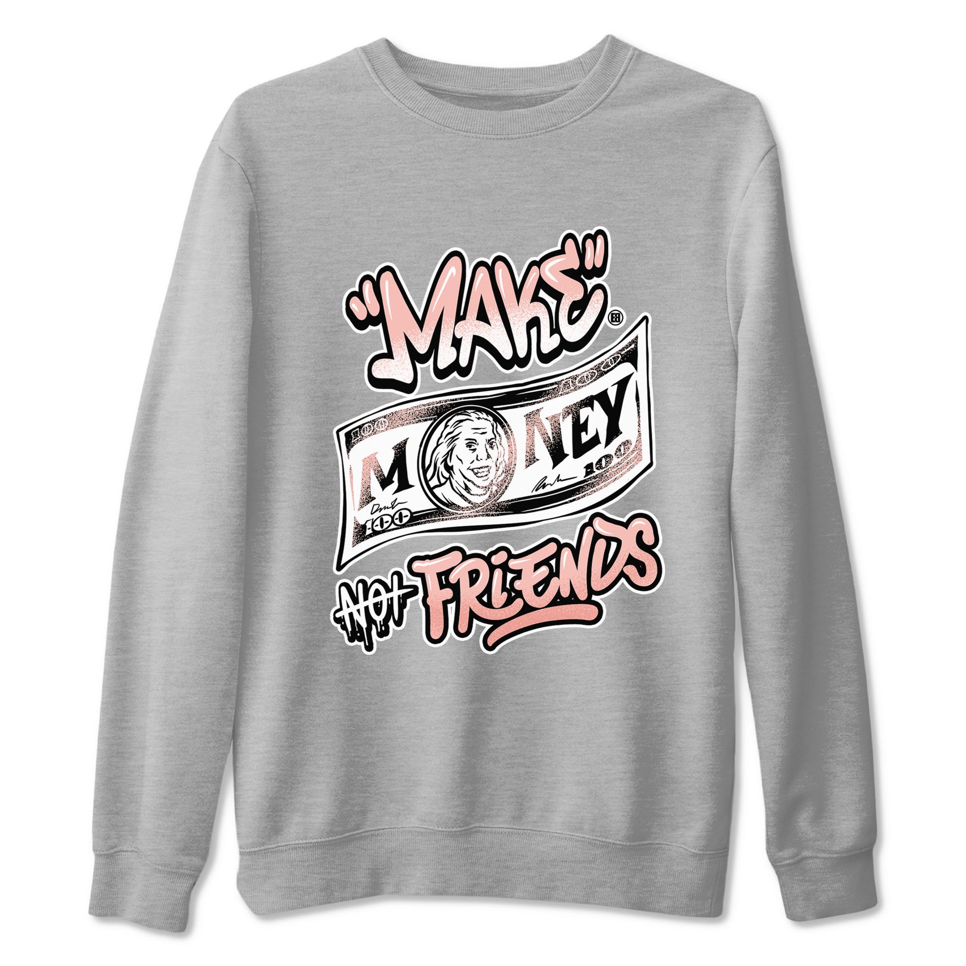11s Legend Pink shirt to match jordans Make Money Not Friends sneaker tees Air Jordan 11 Legend Pink SNRT Sneaker Release Tees unisex cotton Heather Grey 2 crew neck shirt