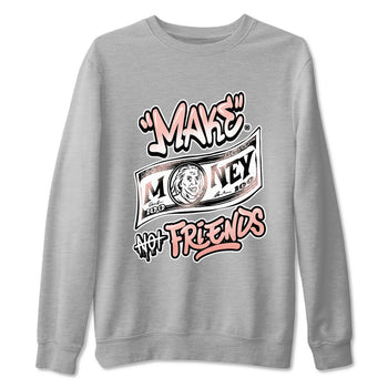 11s Legend Pink shirt to match jordans Make Money Not Friends sneaker tees Air Jordan 11 Legend Pink SNRT Sneaker Release Tees unisex cotton Heather Grey 2 crew neck shirt