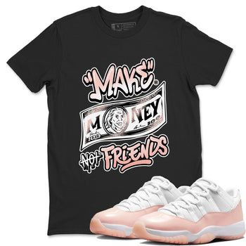 11s Legend Pink shirt to match jordans Make Money Not Friends sneaker tees Air Jordan 11 Legend Pink SNRT Sneaker Release Tees unisex cotton Black 1 crew neck shirt