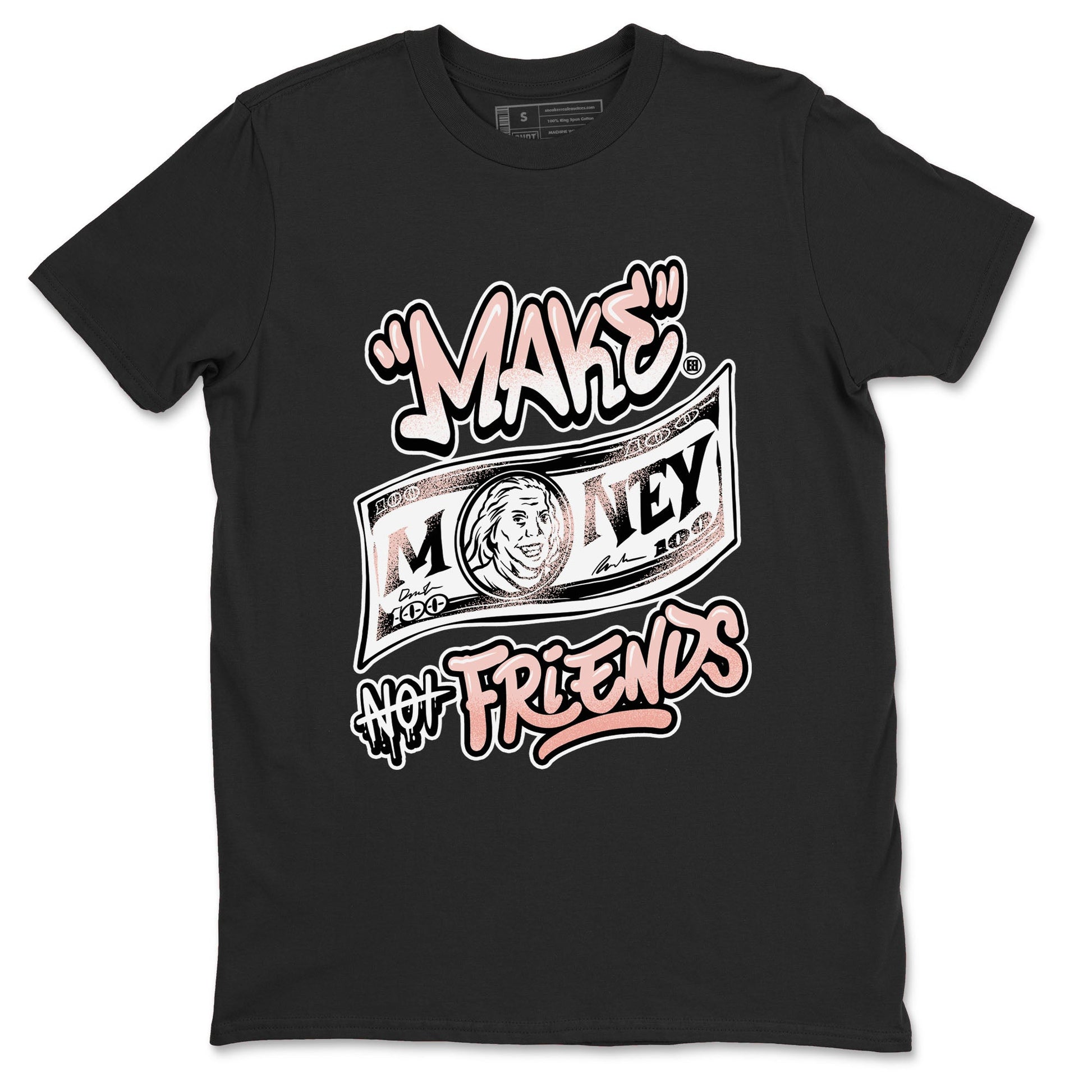 11s Legend Pink shirt to match jordans Make Money Not Friends sneaker tees Air Jordan 11 Legend Pink SNRT Sneaker Release Tees unisex cotton Black 2 crew neck shirt