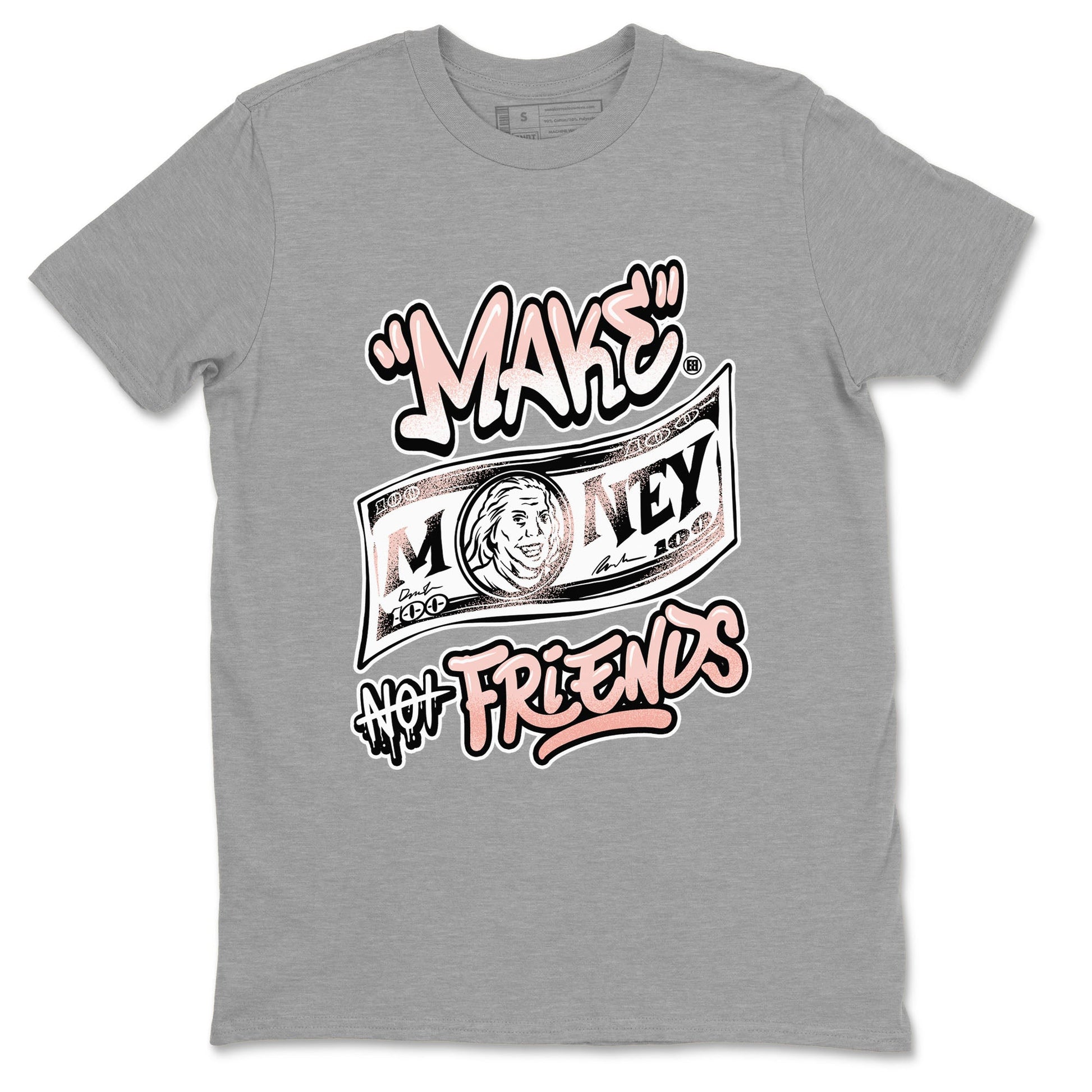 11s Legend Pink shirt to match jordans Make Money Not Friends sneaker tees Air Jordan 11 Legend Pink SNRT Sneaker Release Tees unisex cotton Heather Grey 2 crew neck shirt