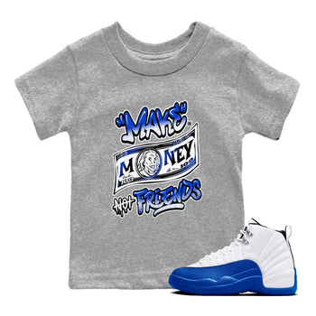 12s Blueberry shirts to match jordans Make Money Not Friends sneaker match tees Air Jordan 12 Blueberry SNRT Sneaker Release Tees Youth Baby Heather Grey 1 crew neck shirts