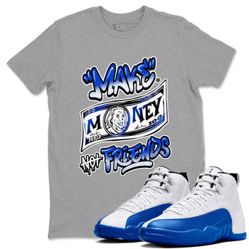 12s Blueberry shirts to match jordans Make Money Not Friends sneaker match tees Air Jordan 12 Blueberry SNRT Sneaker Release Tees unisex cotton Heather Grey 1 crew neck shirts