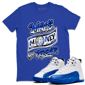 12s Blueberry shirts to match jordans Make Money Not Friends sneaker match tees Air Jordan 12 Blueberry SNRT Sneaker Release Tees unisex cotton Royal Blue 1 crew neck shirts