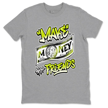 Jordan 13 Bright Cactus Shirts To Match Jordans Make Money Not Friends Sneaker Shirts 13s Bright Cactus SNRT Sneaker Release Tees Unisex Cotton Crew Neck Heather Grey 2 crew neck shirts